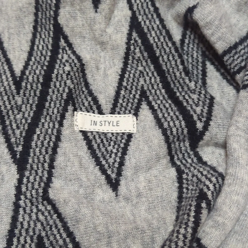 In Style Asymmetrical Open Front Black & Grey Waterfall Cardigan Angora Blend